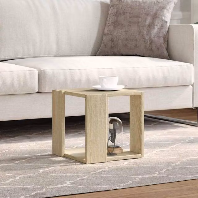 Berkfield Home Decorative Sonoma Oak Coffee Table in Light Oak, W/D/H: 32 x 32 x 30 cm