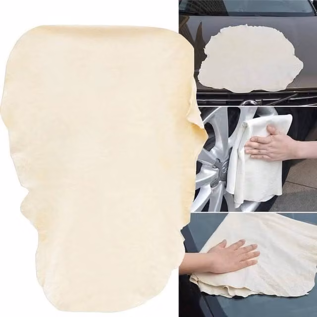 NESTLUNE Large Natural Chamois Leather Car Drying Cloth, Beige, W: 100 cm, D: 15 cm