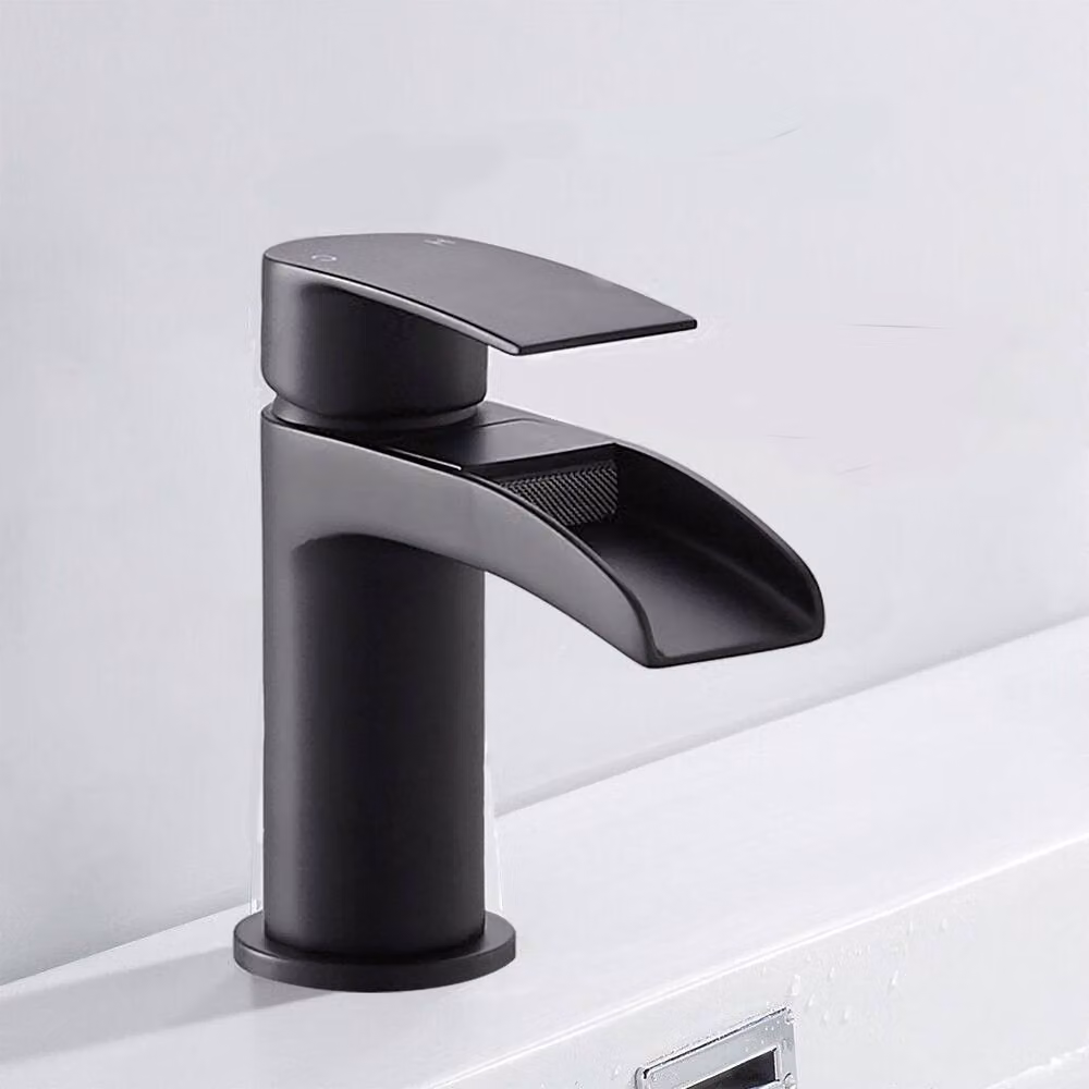 BATHWEST Waterfall Matte Black Single Lever Basin Mixer Tap – 2