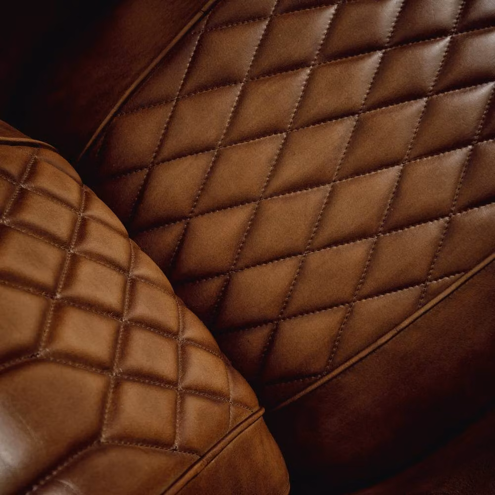 Elm Home And Garden Brown Genuine Leather Aviator Wing Tub Accent Arm Chair – 3