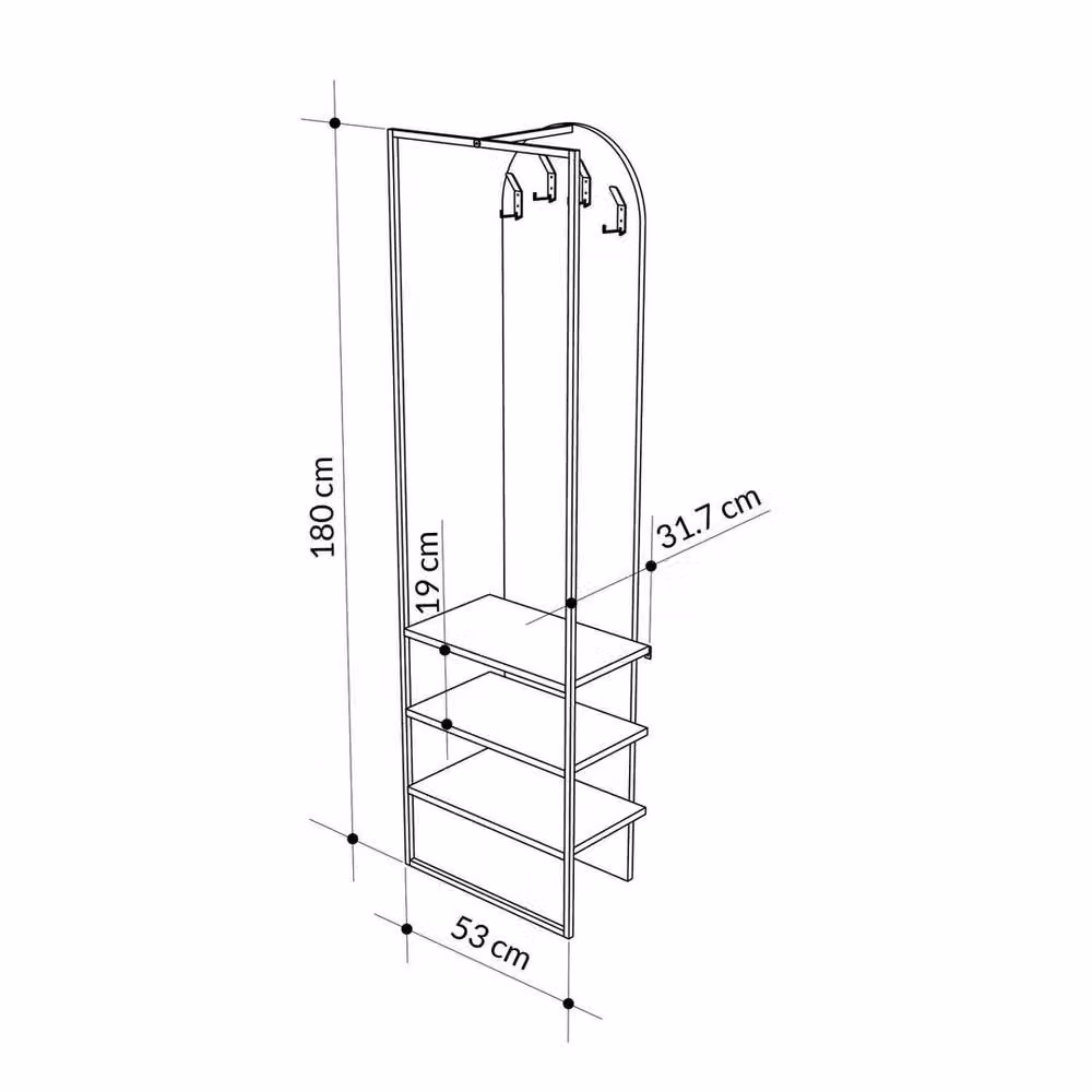 FORGEVIO Retro Hallway Shoe Storage Unit and Coat Rack in Grey and Black – 2