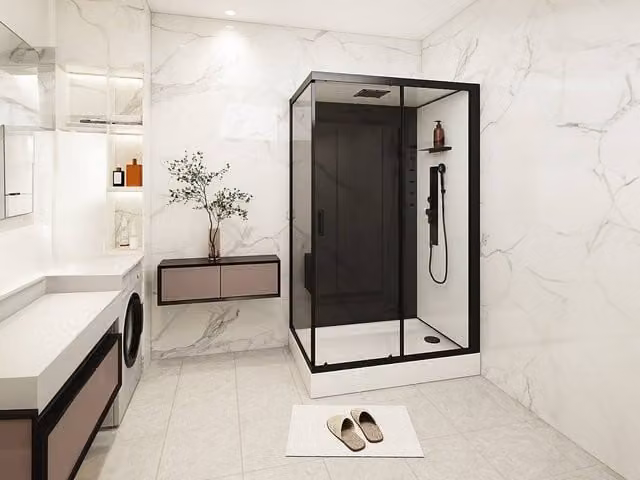 FOMIRA Hydromassage Shower Cabin with Tray in Black and White, W: 80 cm, D: 110 cm, H: 211 cm – 1