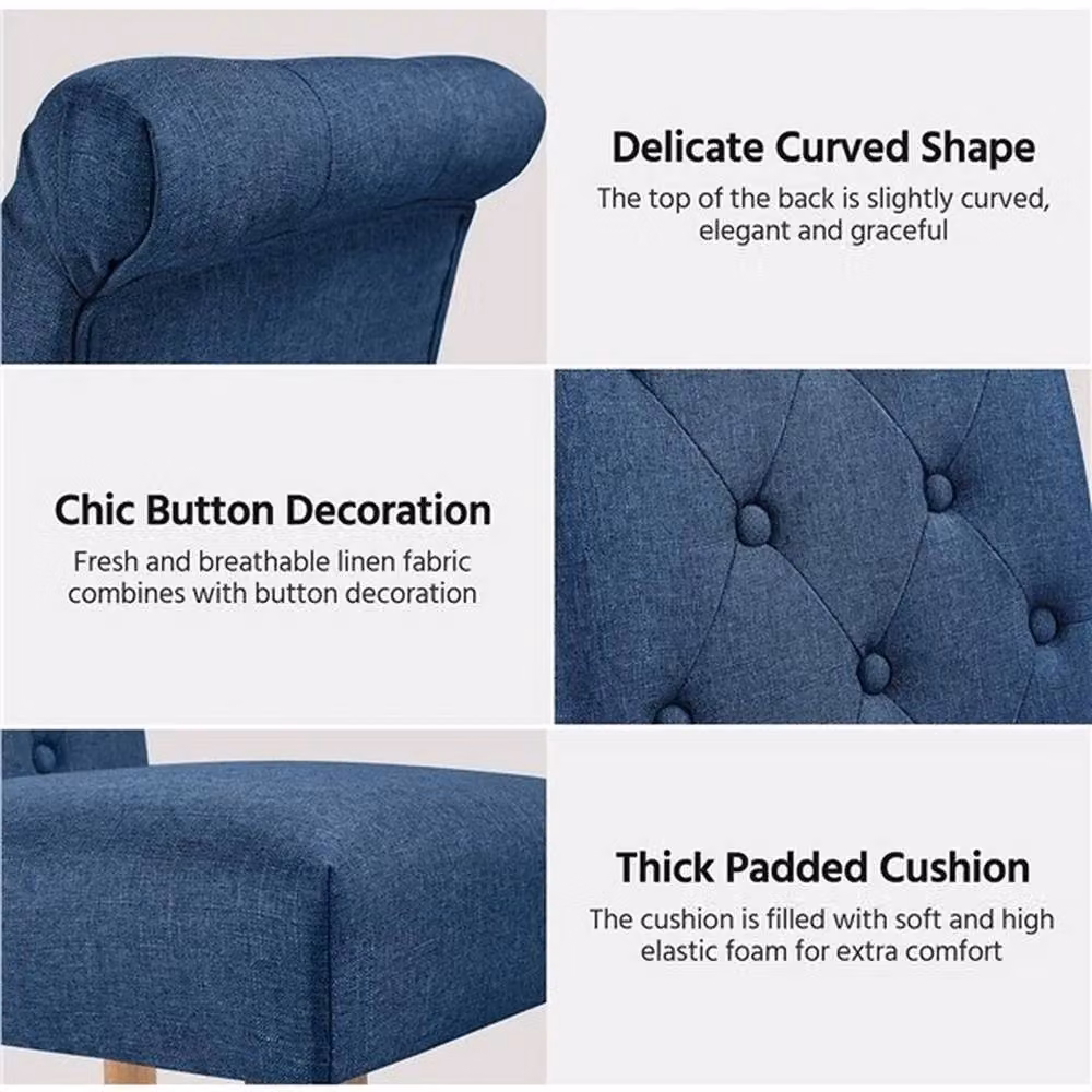 KORVIXA Set of 2 Blue Fabric Dining Chairs for Kitchen and Dining Rooms – 4