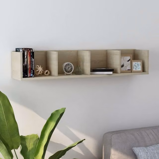 Berkfield Home Sonoma Oak CD Wall Shelf in Beige, W/D/H: 100 x 18 x 18 cm – 1