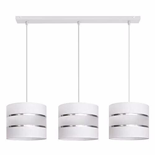 Netlighting Helam Helen Straight Bar Pendant Ceiling Light in White and Silver, 65 cm