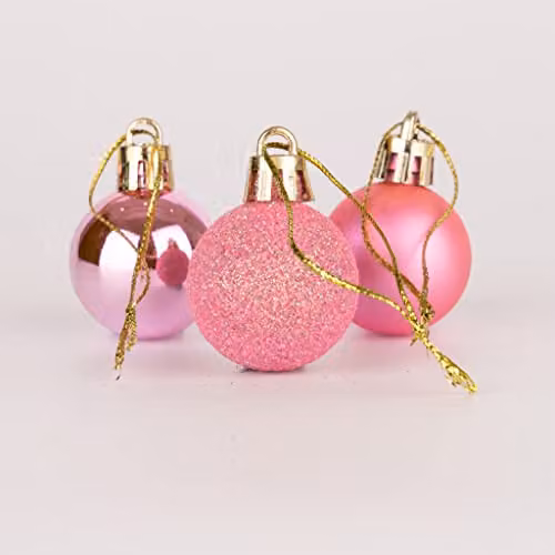 Shatchi 24-Piece Shatterproof Christmas Bauble Hanging Decorations in Pink and Silver – 1