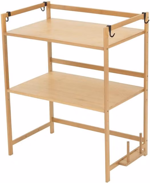 Garden Sanctuary Wooden Spice Rack Organizer with Hooks in Brown