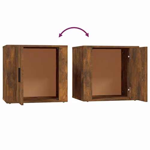 vidaXL Modern Smoked Oak Bedside Cabinet, Brown, W: 50 cm, D: 39 cm, H: 47 cm – 4
