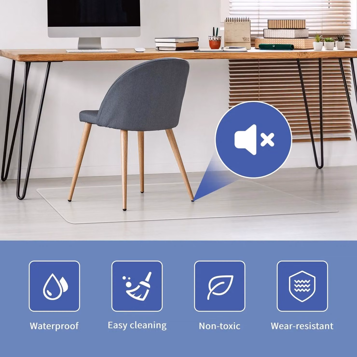 Costway Anti-Slip PVC Chair Mat, Transparent White Multi-Purpose Floor Protector for Home and Office – 3