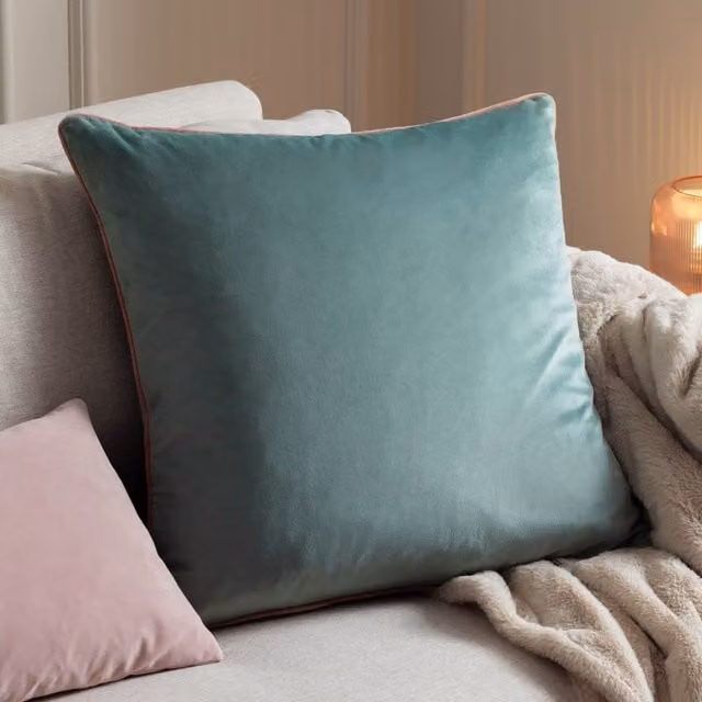 Furn Meridian Velvet Square Cushion in Beige, Pink or Blue, W/D/H: 45 x 45 x 45 cm – 5