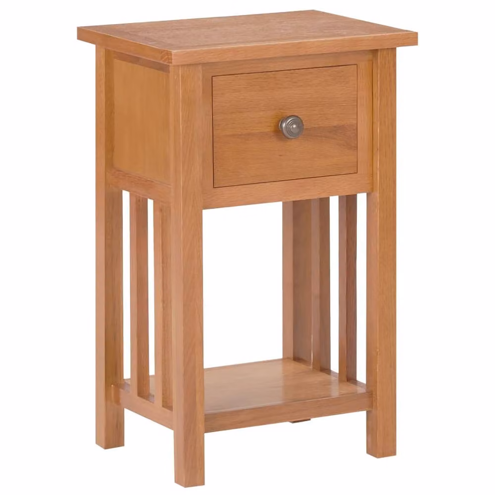 Berkfield Home Magazine Table with Drawer in Brown Solid Oak Wood, W/D/H: 35 x 27 x 55 cm – 2