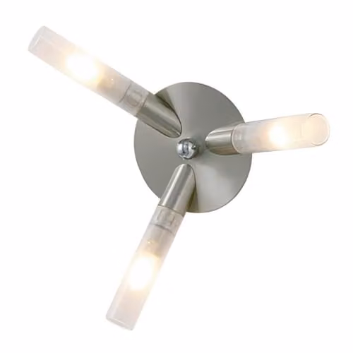 Netlighting Sona 3 Light Ceiling Lamp in Satin Chrome and Grey Glass with G9 Bulbs