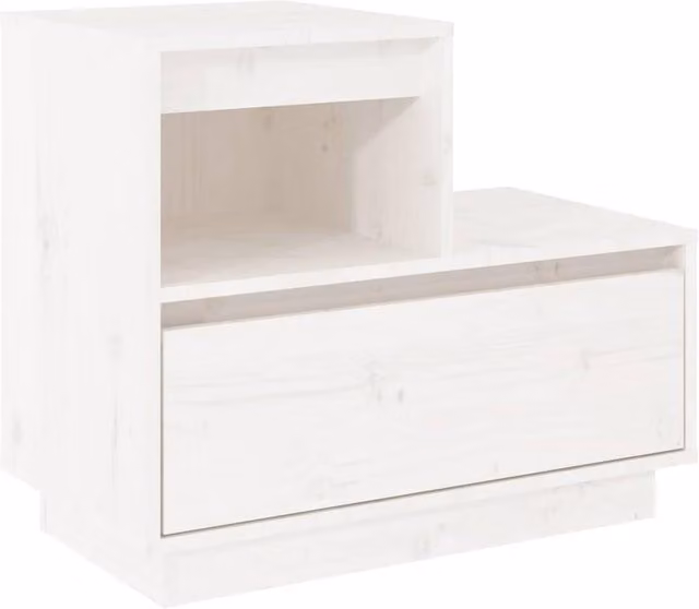 Berkfield Home Beautiful Set of 2 White Solid Wood Pine Bedside Cabinets W/D/H: 60 x 34 x 51 cm