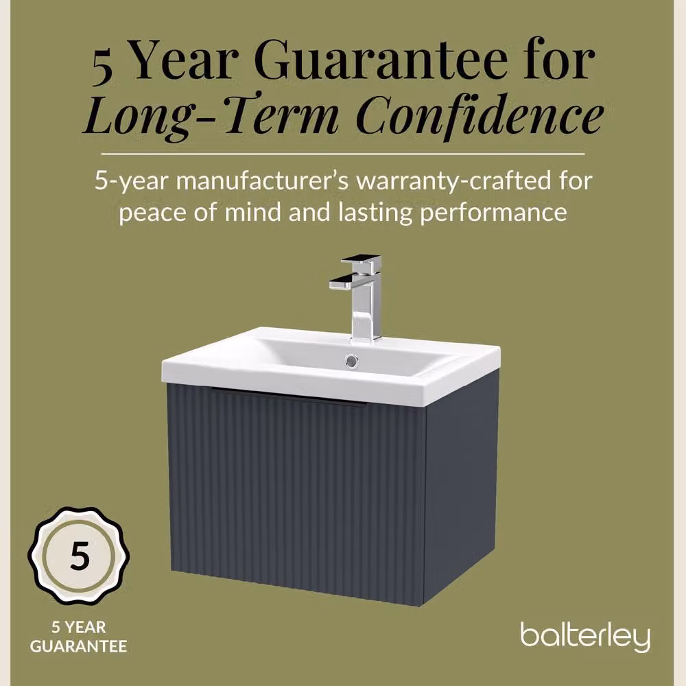 Balterley Contemporary Single Drawer Vanity Basin Unit, Dark Grey, W: 50 cm – 4