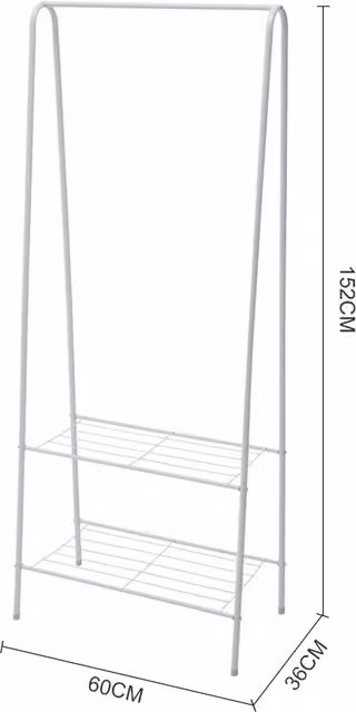 Livingandhome Modern Freestanding Metal Clothes Rail in White