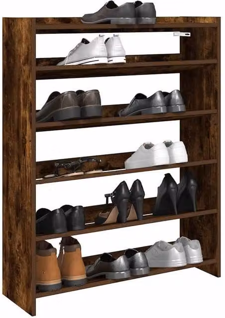 Berkfield Home Smoked Oak Shoe Rack in Brown, W/D/H: 80 x 25 x 100 cm – 1