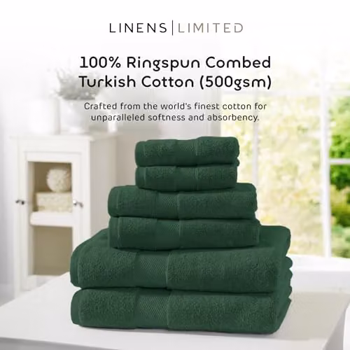 Linens Limited Turkish Cotton Bath Sheet, Forest Green, 130 x 70 cm – 2