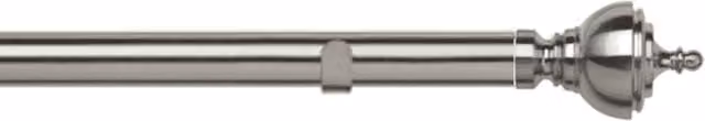 New Edge Blinds 28mm Metal Eyelet Curtain Pole Set with Vienna Finial in Satin Silver, 300cm