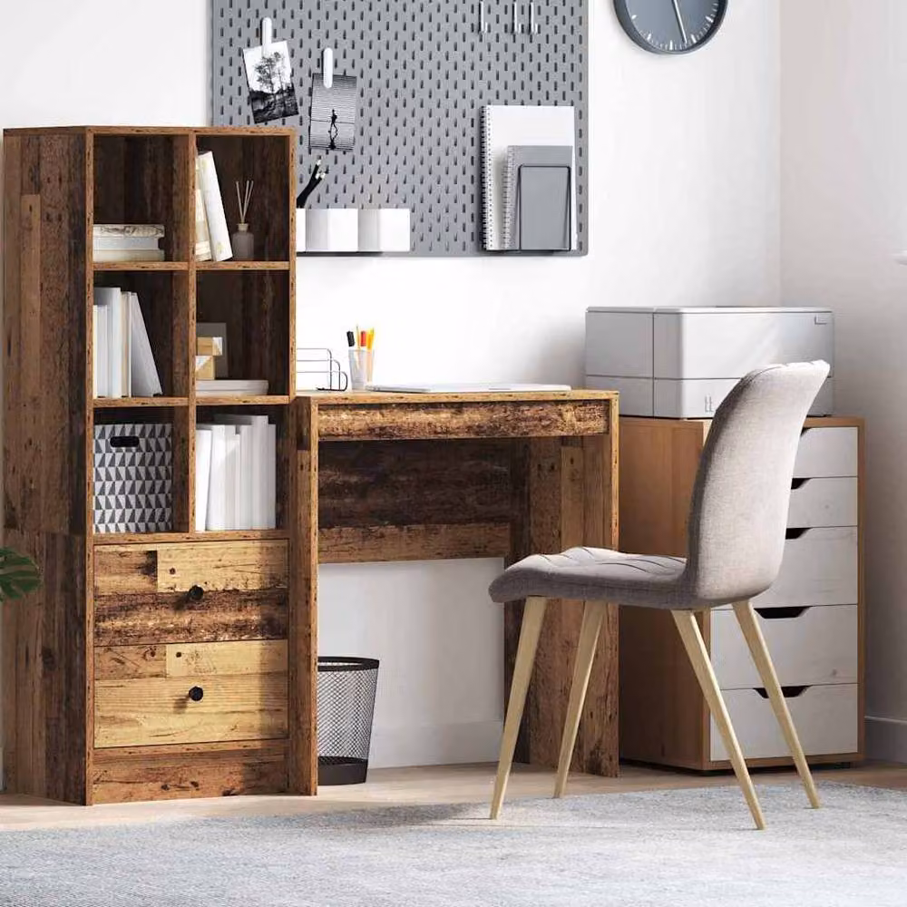 Berkfield Home Rustic Writing Desk in Brown with Small Storage – 2