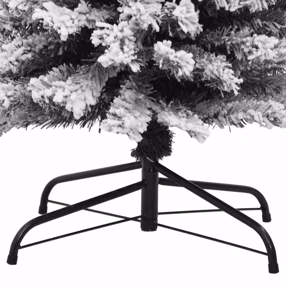 Berkfield Home Slim Flocked Artificial Christmas Tree in Green and White, Height: 180 cm – 5