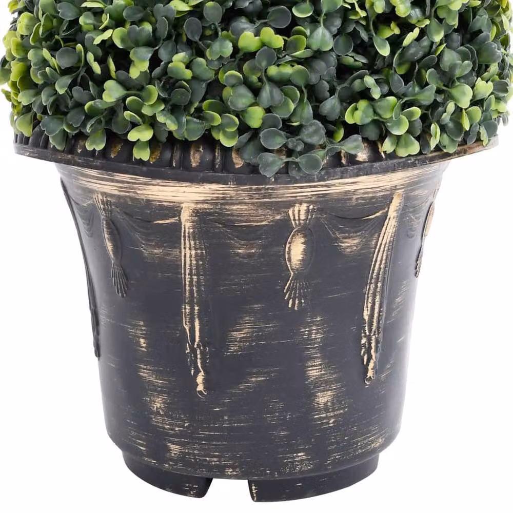 Berkfield Home Lush Artificial Boxwood Spiral Plant in Green with Pot, Height: 89 cm – 3