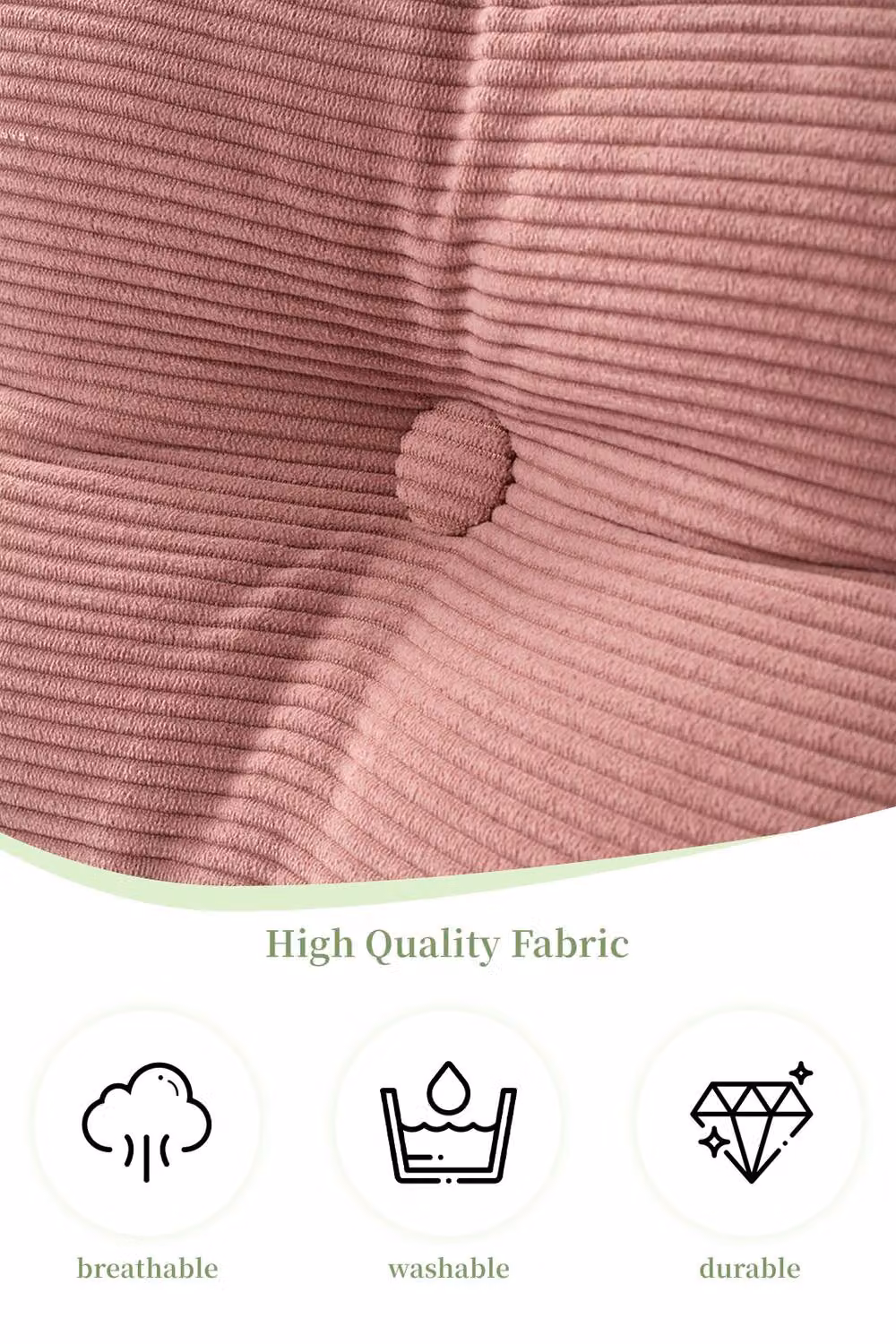 Living and Home Pink Corduroy Wedge Headboard Pillow with Removable Foam Cover, Medium – 2