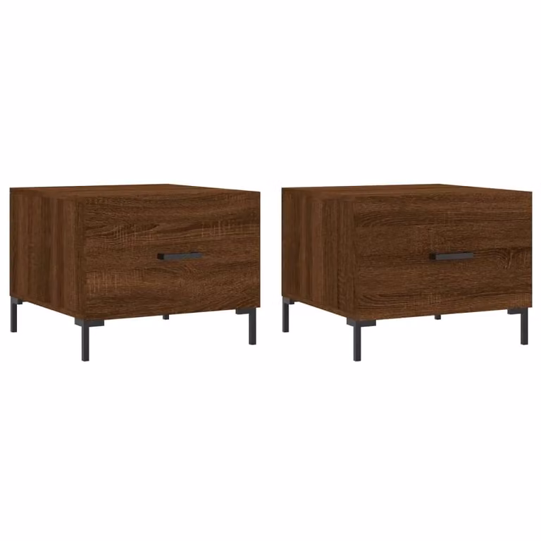 Berkfield Home Set of 2 Brown Oak Square Coffee Tables, W/D/H: 50 x 50 x 40 cm