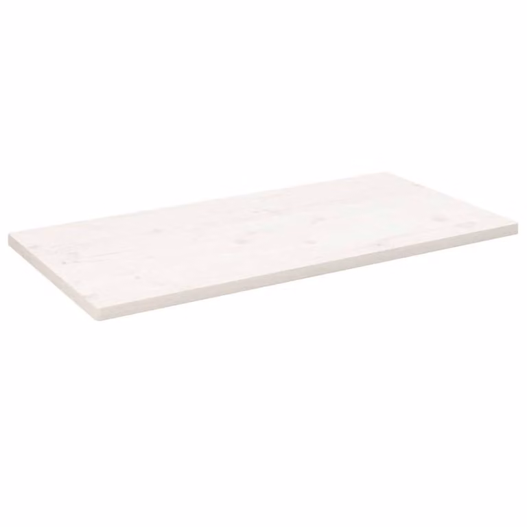 Berkfield Home White Solid Wood Pine Rectangular Table Top, W: 100 cm, D: 50 cm, H: 2.5 cm