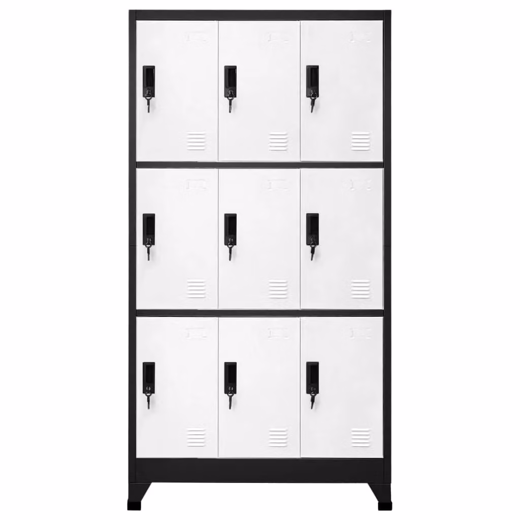 Berkfield Home Steel Locker Cabinet in Anthracite, White and Black, W/D/H: 90 x 45 x 180 cm – 2