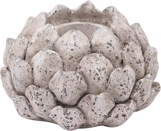 Lemon Pavilion Furniture and Decor Acorn Tea Light Holder in Stone, Beige and Grey Ceramic, W: 14 cm, D: 14 cm, H: 10 cm