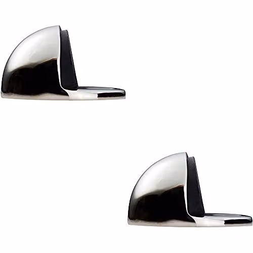 Loops 2 Pack Floor Mounted Oval Doorstop in Polished Nickel Silver