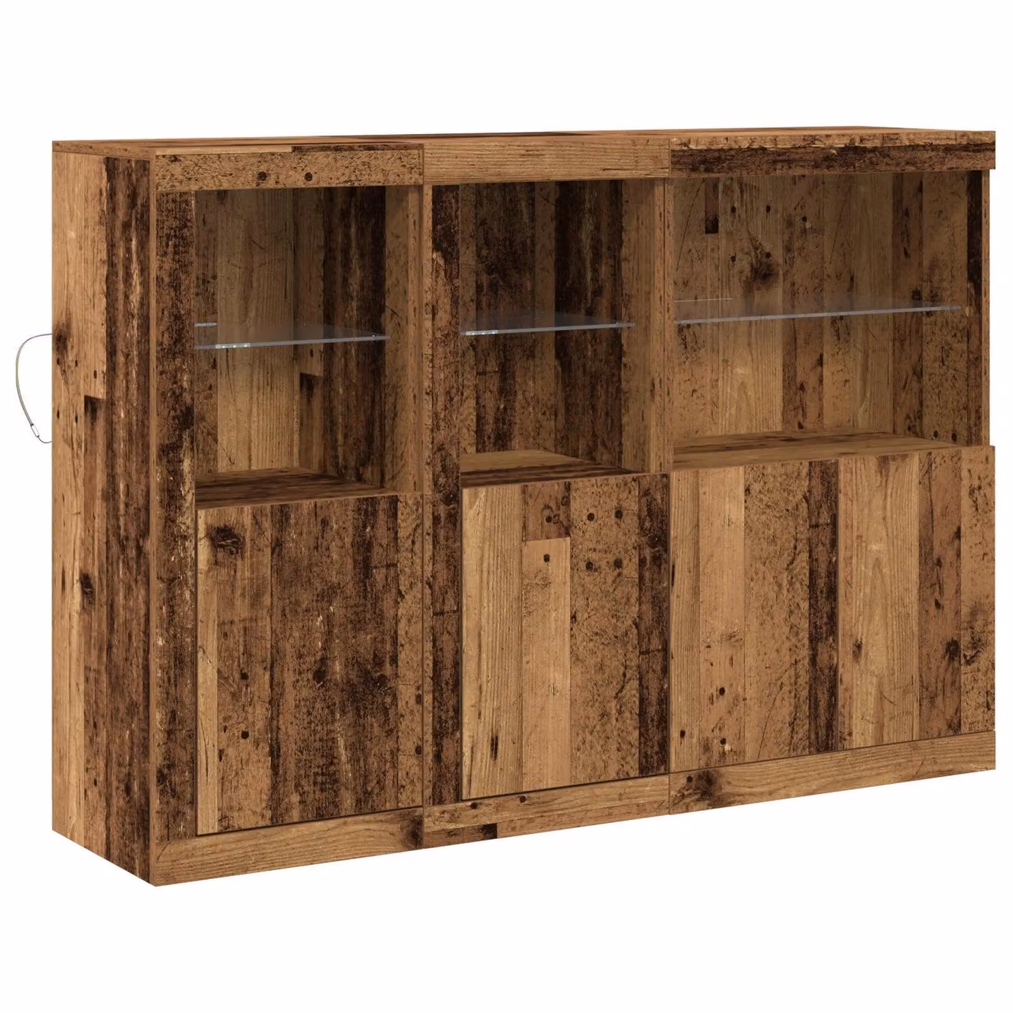 Berkfield Home Rustic Brown Sideboard with Integrated LED Lights, W/D/H: 142.5 x 37 x 100 cm – 2