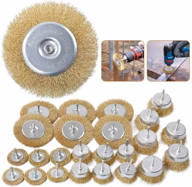 Nordara 24-Piece Heavy Duty Gold Cup Wire Brush Set for Angle Grinders with 1/4 inch Shank – 1