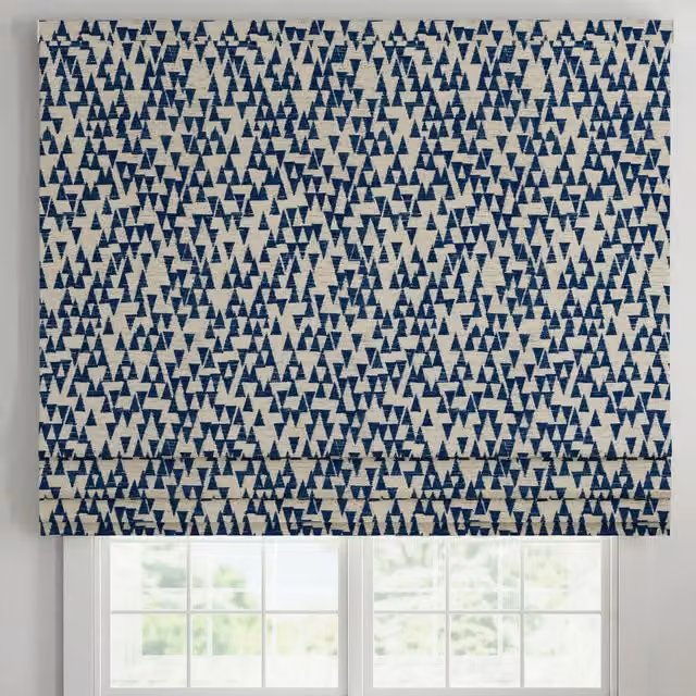 ANTE DECOR Hermes Made To Measure Blackout Roman Blind in Almond and Indigo Blue