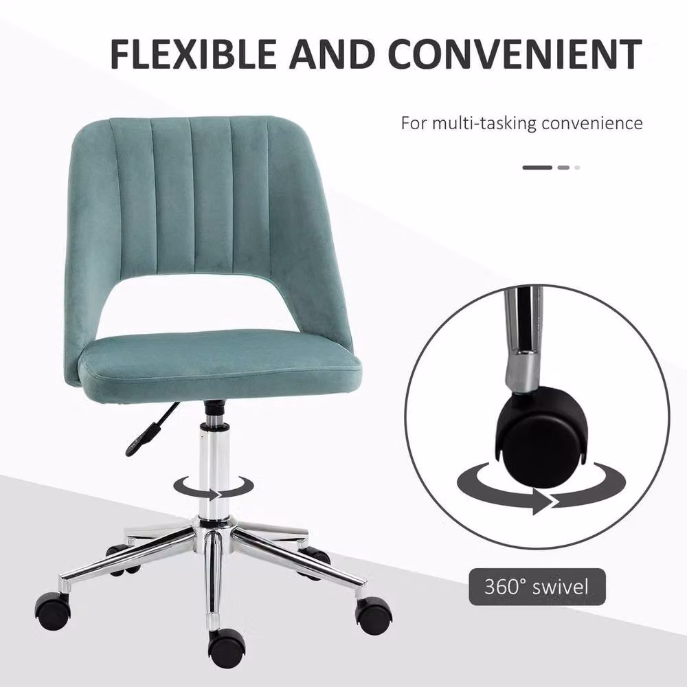NESTLUNE Mid-Back Scallop Swivel Home Office Task Chair in Green Velvet – 2