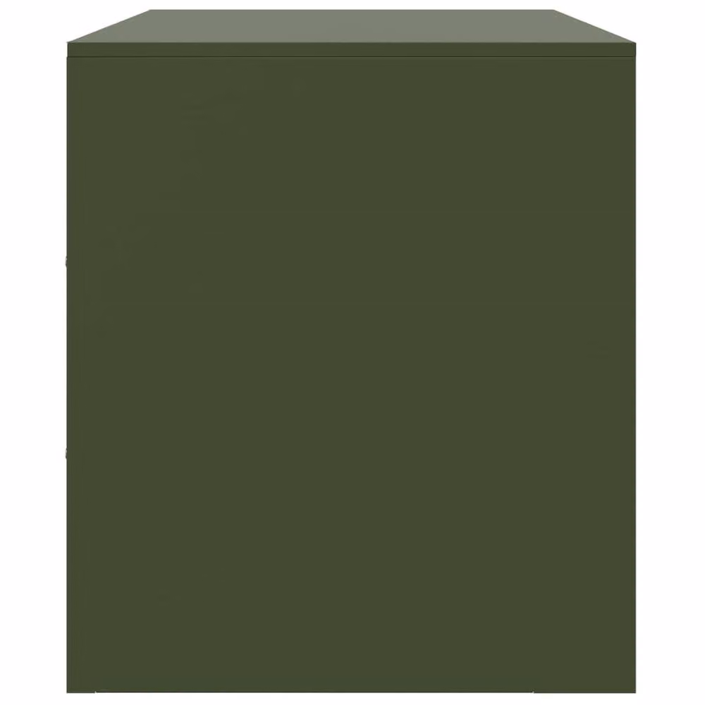 Berkfield Home Industrial Metal TV Cabinet in Matt Olive Green, W/D/H: 99 x 39 x 44 cm – 4