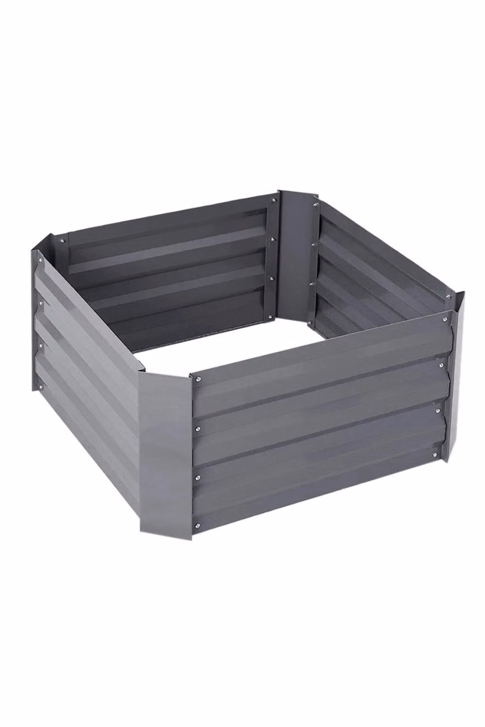 H&O Direct Grey Galvanised Steel Raised Garden Bed Planter Box W/D/H: 100 x 100 x 30 cm – 2