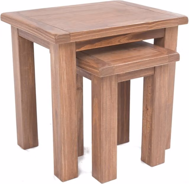 Cabinet Bits Set of 2 Rustic Brown Pine Nest of Tables – 1