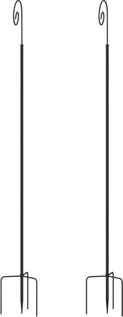 KORVIXA Black Metal Double Shepherd Hooks for Outdoor Garden Hanging Support – 1