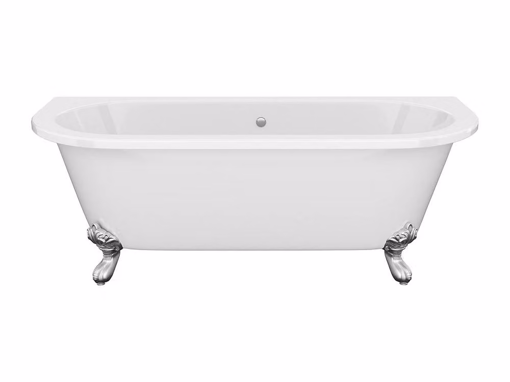 Sparus Retro Semi-Freestanding Oval Acrylic Bath with Eagle Feet, White, 190 L, W: 170 cm, D: 74 cm, H: 62 cm – 2