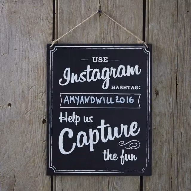 KDMD Large Black Wooden Instagram Hanging Sign, W: 25.5 cm, H: 20.5 cm