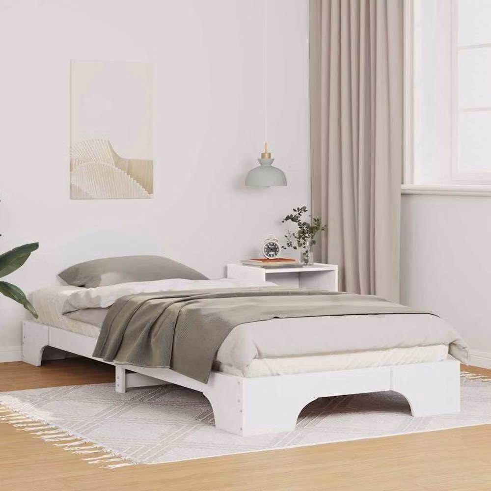 Berkfield Home White Solid Wood Floor Bed Frame with Lift Up Storage Base, W: 80 cm, L: 220 cm – 2