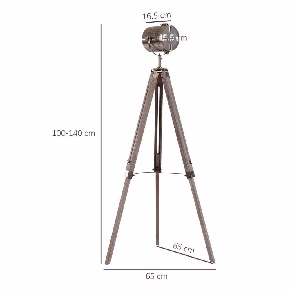 EONLION Industrial Wood and Metal Tripod Floor Lamp in Bronze, Height Adjustable – 2