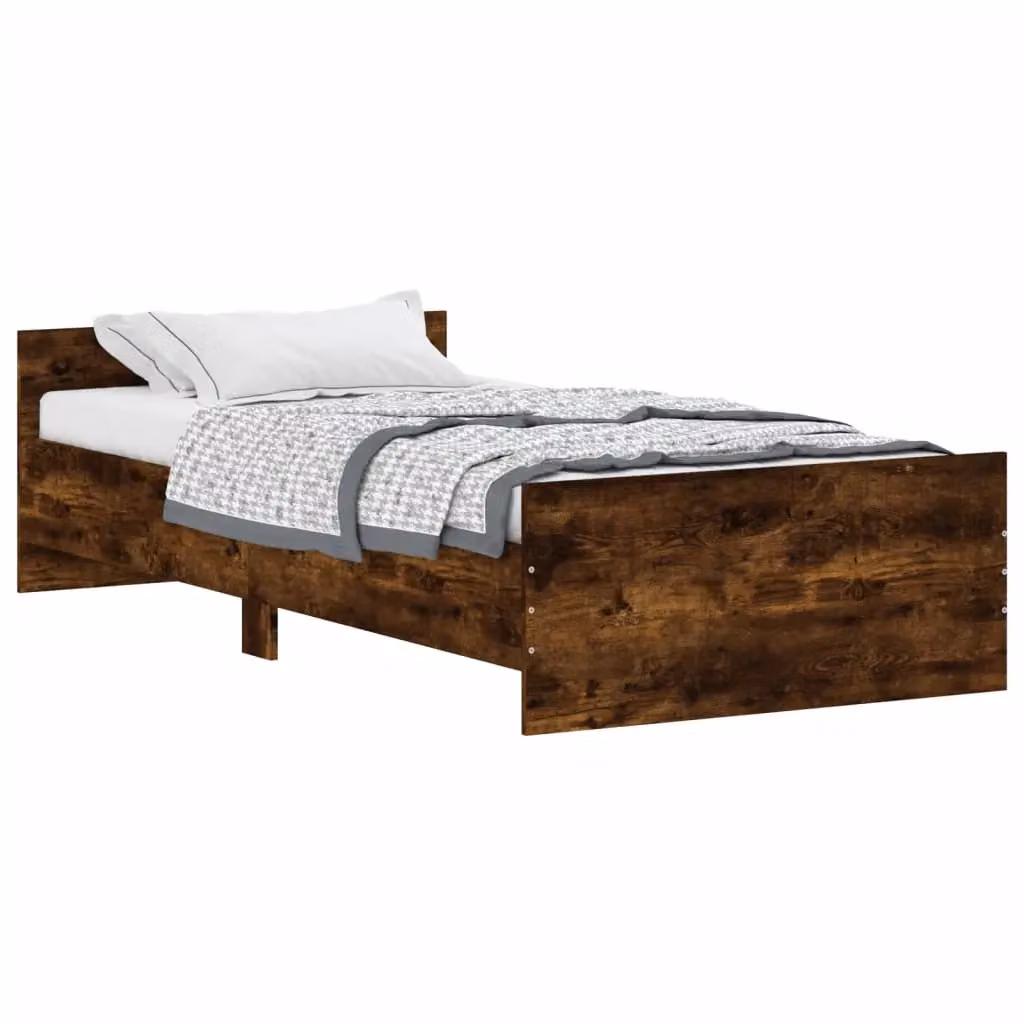 Berkfield Home Smoked Oak Bed Frame in Brown, Engineered Wood, W/D/H: 100 x 200 cm – 2