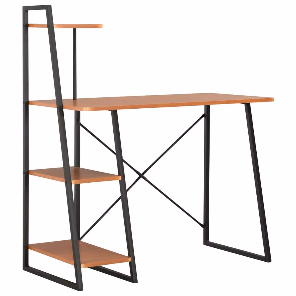 Berkfield Home Elegant Desk with Shelving Unit in Black and Brown, W: 102 cm, D: 50 cm, H: 117 cm – 2