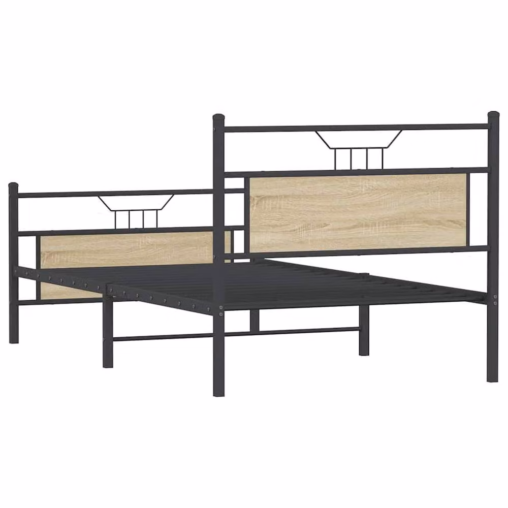 Berkfield Home Durable Industrial Bed Frame in Sonoma Oak and Brown, W/D/H: 100 x 200 x 91.5 cm – 4