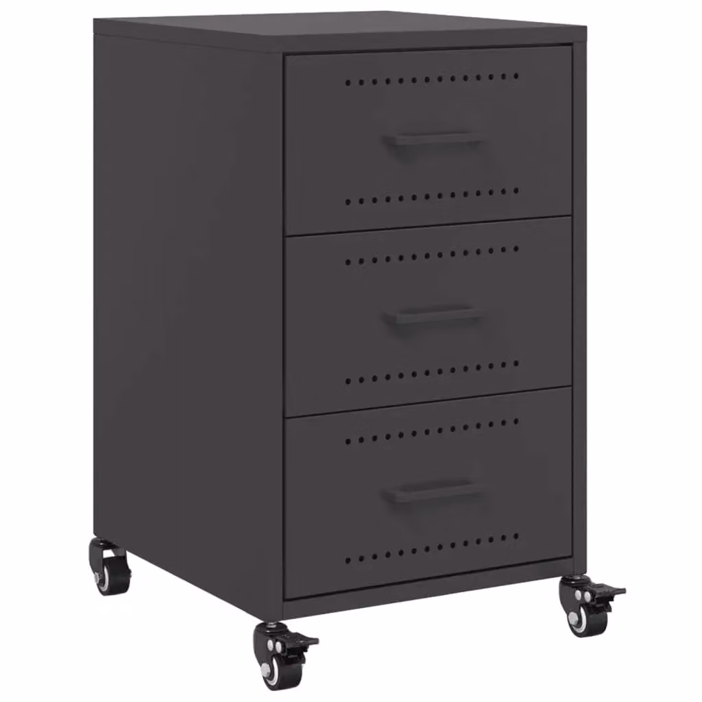 Berkfield Home Black Metal Bedside Cabinet W/D/H: 36 x 39 x 59 cm – 2