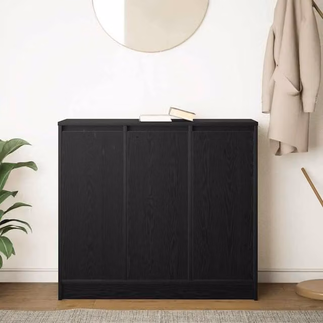 Berkfield Home Black Oak Sideboard in Matt Engineered Wood, W/D/H: 85 x 34 x 76 cm – 1