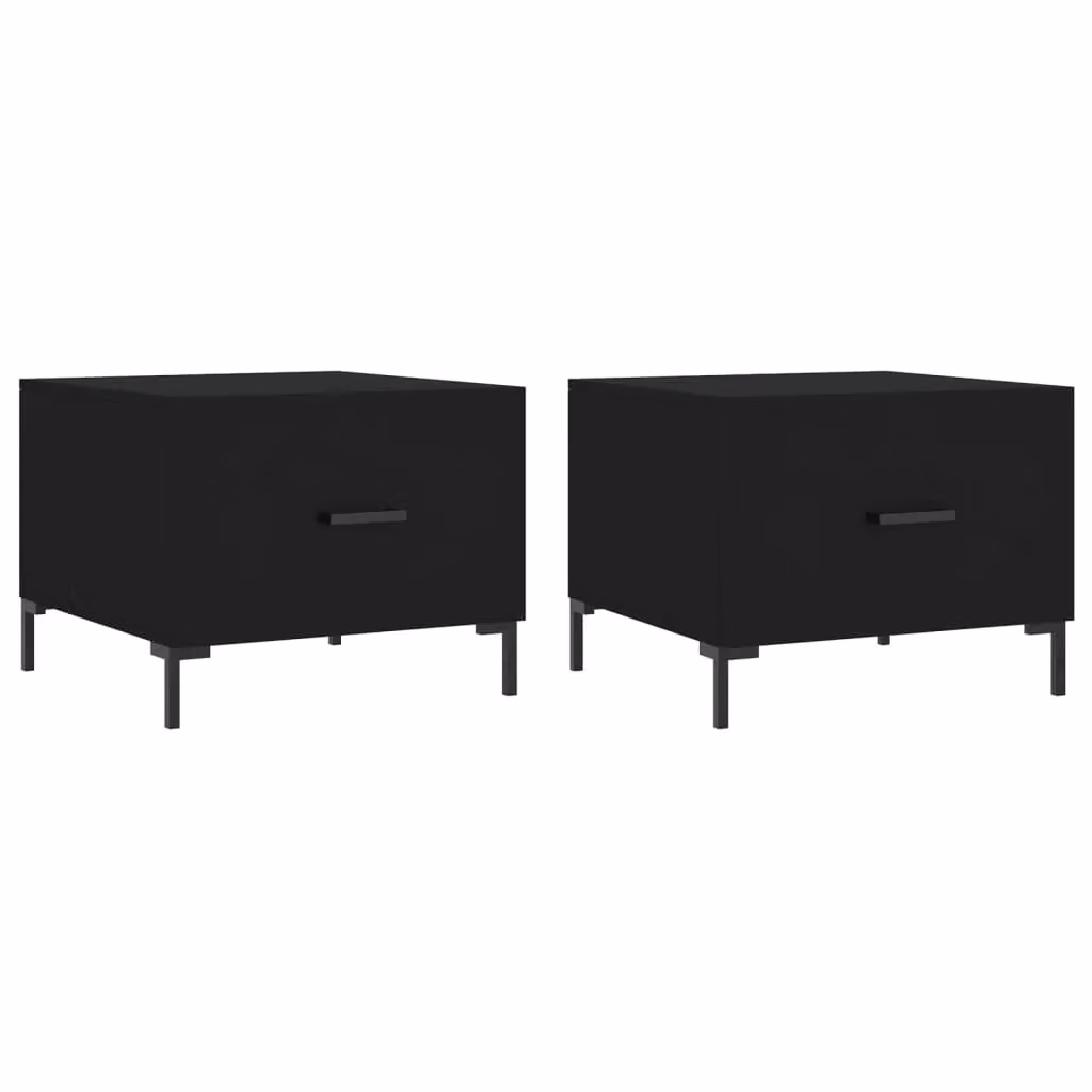 Berkfield Home Set of 2 Modern Black Square Coffee Tables in Engineered Wood, W/D/H: 50 x 50 x 40 cm – 2