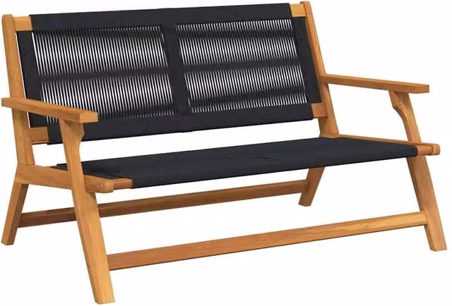 Berkfield Home Garden Bench in Black Solid Acacia Wood, H 73 cm x W 76 cm x D 122 cm – 1